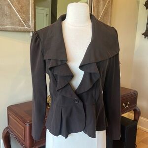 Brown Ruffle Suit Jacket Courtenay Blazer Womens 6 Year Round